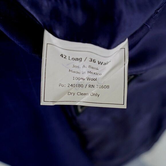 Jos A Bank Signature Gold Super 150s‎ Wool Blue Windowpane 42L 2 Button Blazer - Picture 10 of 12